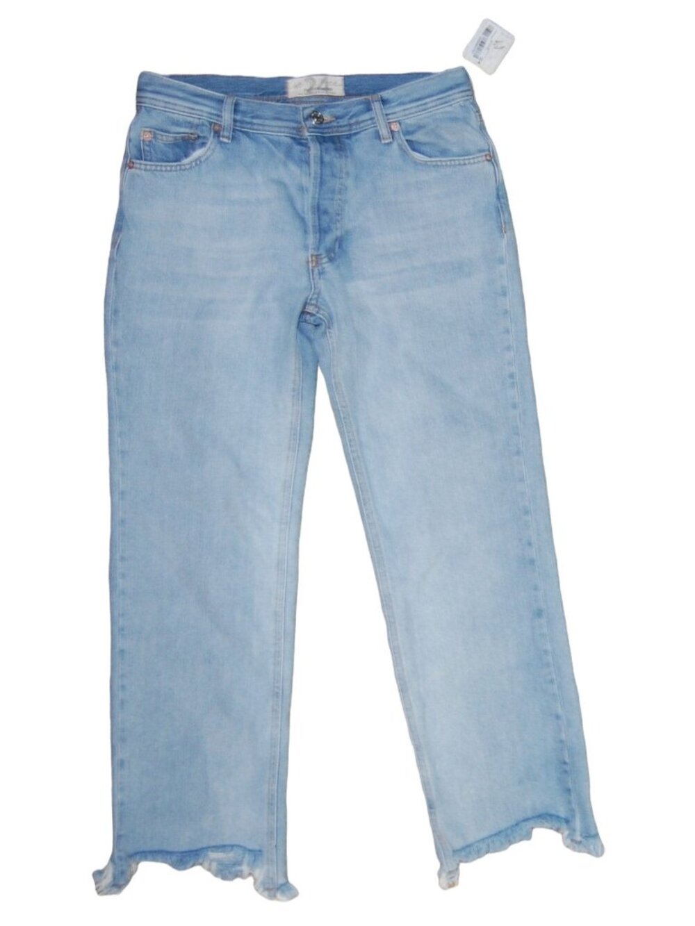 NWT We the Free Maggie Ripped Crop Straight Leg Denim Jeans Light Wash Size 24